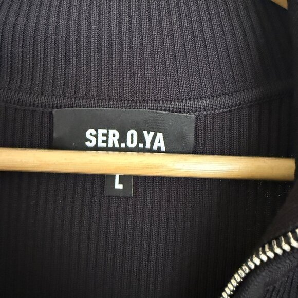 Seroya Larkin Rib Knit Dress in black by Ser.O.Ya size Large - Picture 9 of 9